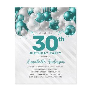 Budget Teal Green Silver Balloon Glitter Birthday