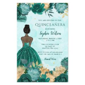 Budget Teal Turquoise Gold Princess Quinceañera