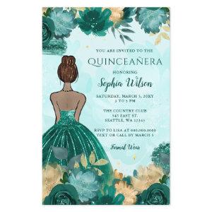 Budget Teal Turquoise Gold Princess Quinceañera