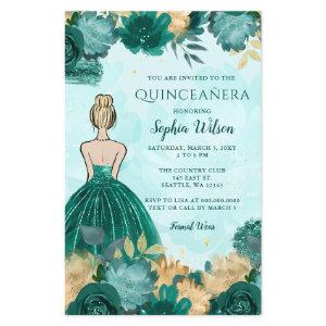 Budget Teal Turquoise Gold Princess Quinceañera