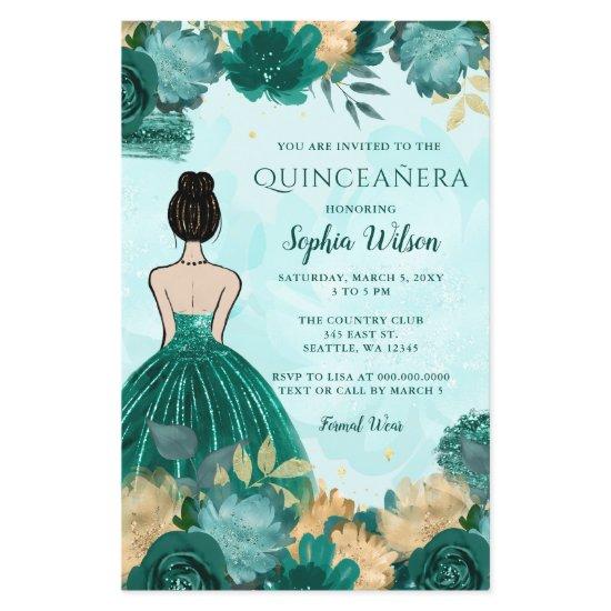 Budget Teal Turquoise Gold Princess Quinceañera
