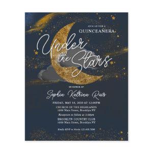 Budget Under the Stars Blue Gold Moon Quinceanera