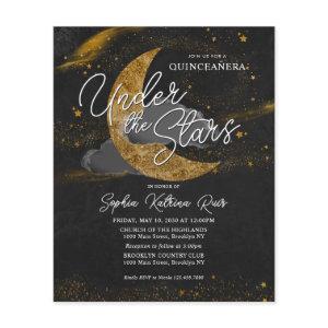 Budget Under the Stars Gold Moon Glam Quinceanera Flyer