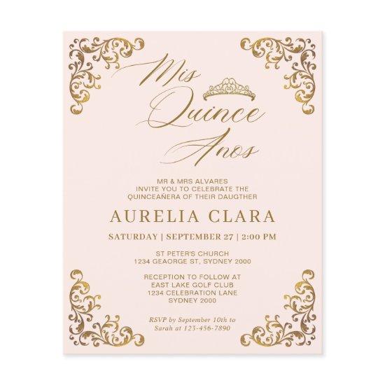 BUDGET Vintage Blush Pink Gold Mis Quinceañera