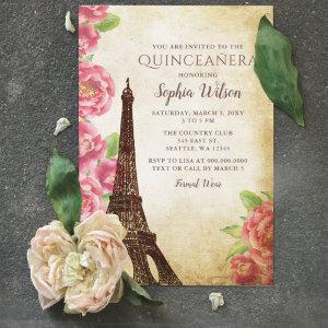 Budget Vintage Eiffel Tower Quinceañera