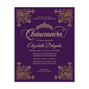 Budget Vintage Purple Gold Frame Quinceanera