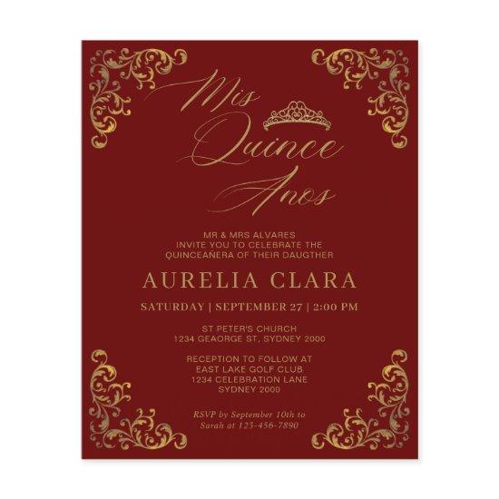 BUDGET Vintage Red Gold Mis Quince Quinceañera