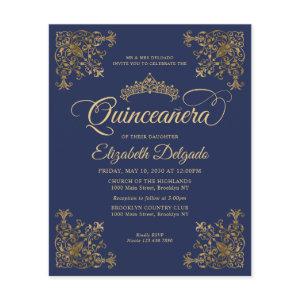 Budget Vintage Royal Blue Gold Frame Quinceanera