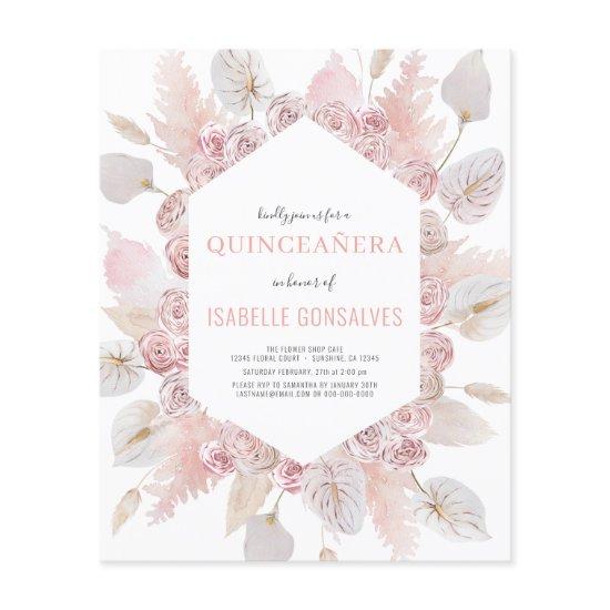 Budget Watercolor Boho QUINCEAÑERA  Flyer