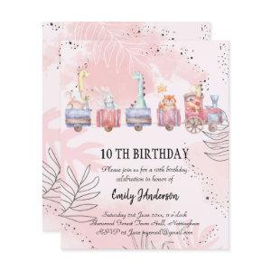 BUDGET Watercolor Cartoon Animals Birthday Invites