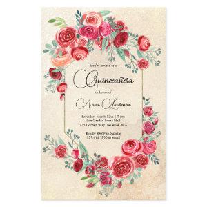 Budget Watercolor Red Roses Quinceanera  Flyer