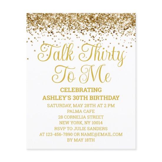 Budget White Gold Talk Thirty To Me Party Invite