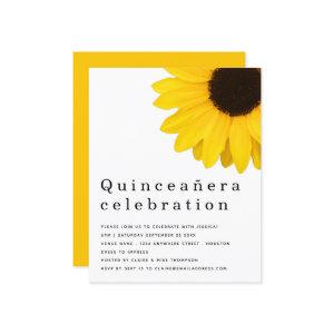 Budget Yellow Sunflower Quinceañera Invite