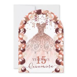 Burgundy and Rose Gold Quinceañera Dress Balloon