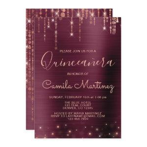 Burgundy and Rose Gold Quinceanera Party