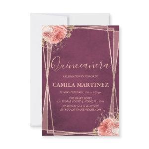 Burgundy and Rose Gold Quinceanera Party