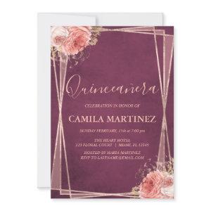 Burgundy and Rose Gold Quinceanera Party