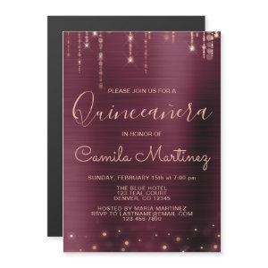 Burgundy and Rose Gold Quinceanera Party Magnetic