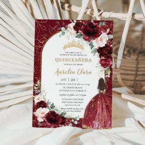 Burgundy Blush Floral Flowers Arch Quinceanera