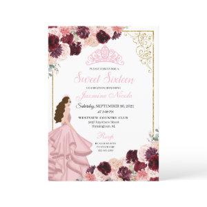 Burgundy Blush Pink Floral Sweet Sixteen Birthday