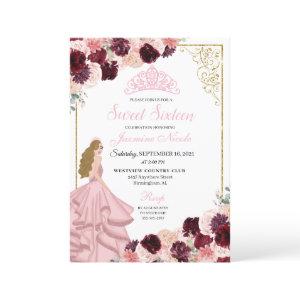 Burgundy Blush Pink Floral Sweet Sixteen Birthday