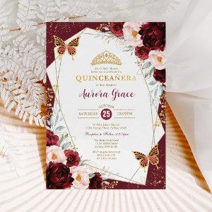 Burgundy Blush Quinceañera Butterflies Mis Quince