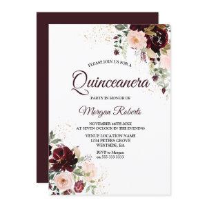 Burgundy Blush Red Wine Floral Quinceanera Party