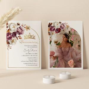 Burgundy Fall Floral Autumn Quinceanera Photo