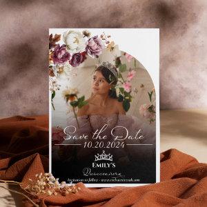 Burgundy Fall Quinceanera Photo Save The Date