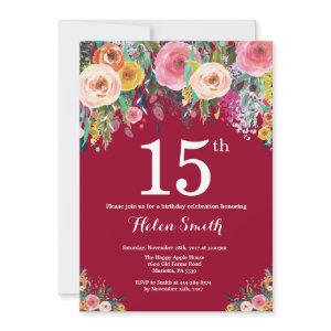 Burgundy Floral 15th Birthday