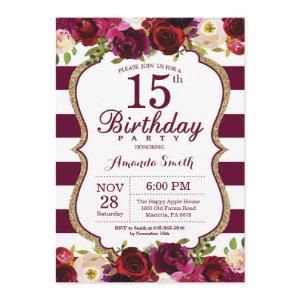 Burgundy Floral 15th Birthday Party