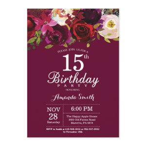 Burgundy Floral 15th Birthday Party