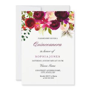 Burgundy Floral Boho Quinceanera Party