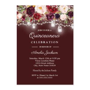 Burgundy Floral Lights 15th Quinceanera