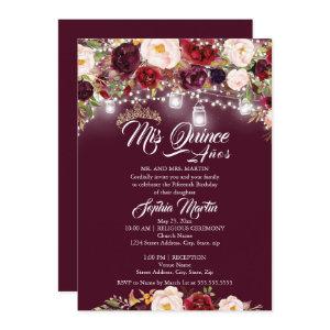 Burgundy Floral Lights Mis Quince Quinceanera