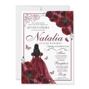 Burgundy Floral Quinceanera Birthday