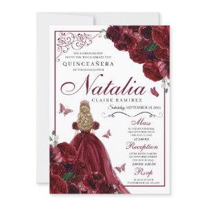Burgundy Floral Quinceanera Birthday