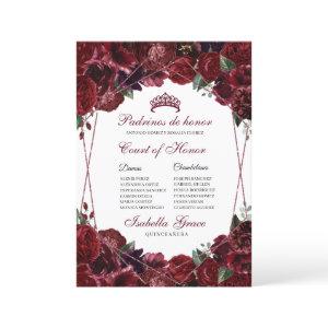 Burgundy Floral Quinceanera Court of Honor