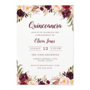 Burgundy Floral Quinceanera