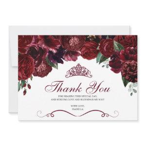 Burgundy Floral Quinceanera Thank You
