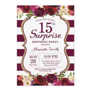 Burgundy Floral Surprise 15th Birthday Party
