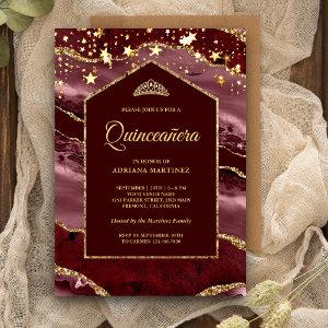 Burgundy Gold Agate Marble Arch Quinceanera