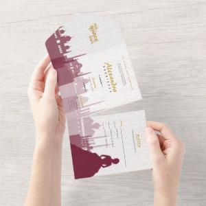 Burgundy & Gold Arabian Quinceañera All In One