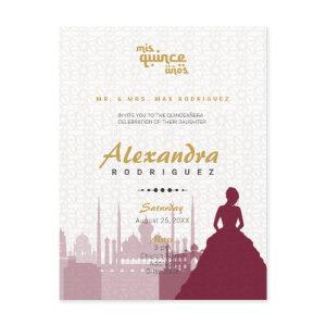Burgundy & Gold Arabian Quinceañera Photo Postcard