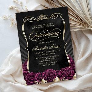 Burgundy Gold Black Quinceañera