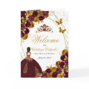 Burgundy & Gold Butterfly Quinceanera Program