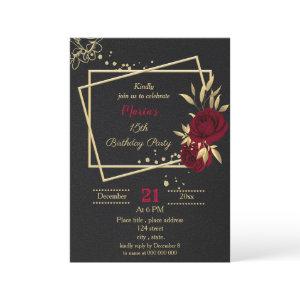 burgundy gold floral black birthday party