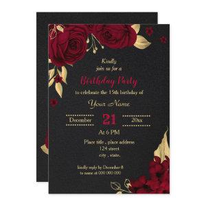 burgundy gold floral black birthday party