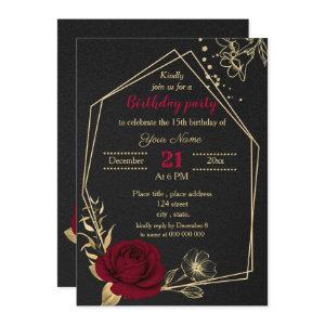 burgundy gold floral black birthday party