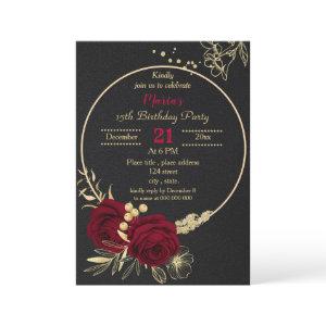burgundy gold floral circle black birthday party